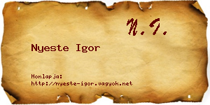 Nyeste Igor névjegykártya